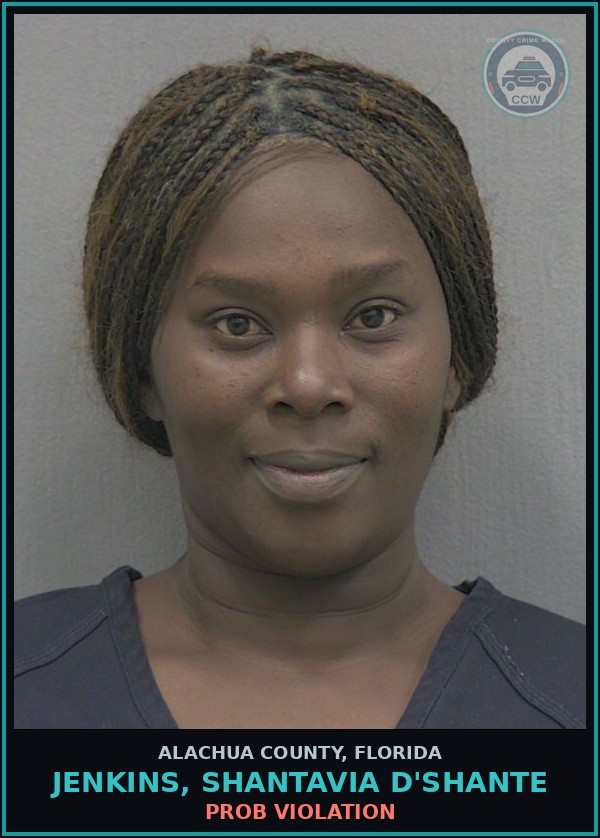 Booking mugshot of JENKINS, SHANTAVIA D'SHANTE in Alachua County