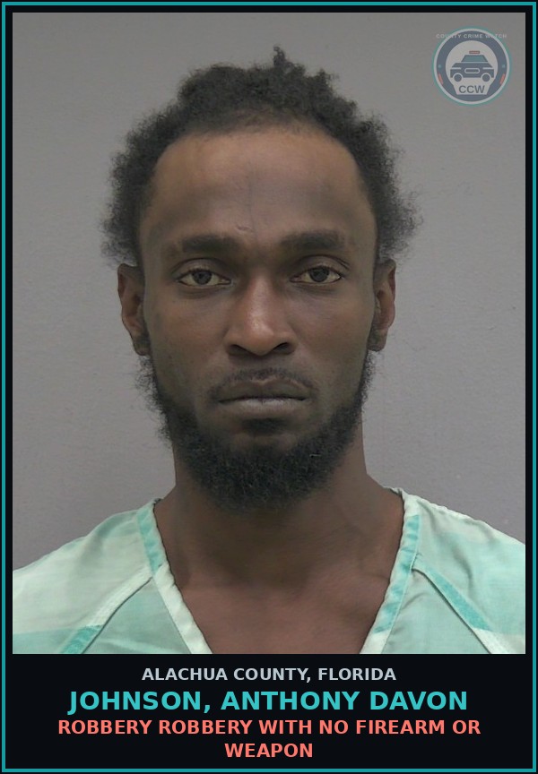 Booking mugshot of JOHNSON, ANTHONY DAVON in Alachua County