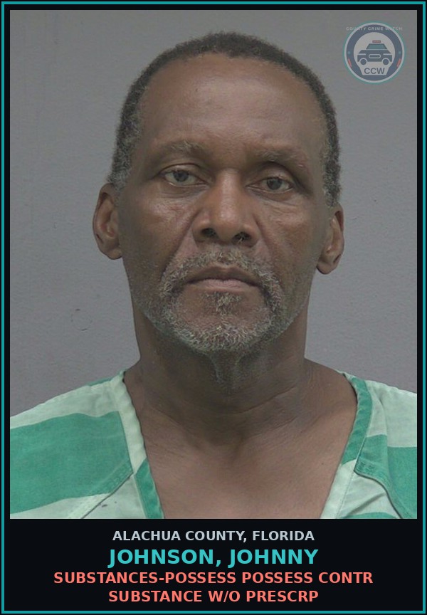 Booking mugshot of JOHNSON, JOHNNY in Alachua County