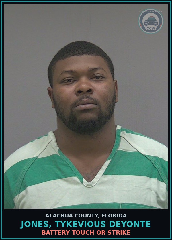 Booking mugshot of JONES, TYKEVIOUS DEYONTE in Alachua County
