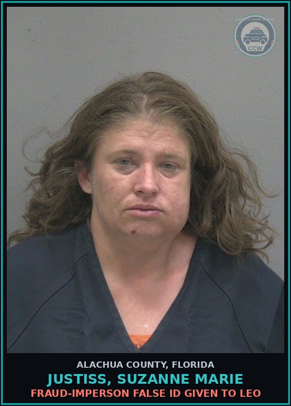 Booking mugshot of JUSTISS, SUZANNE MARIE in Alachua County
