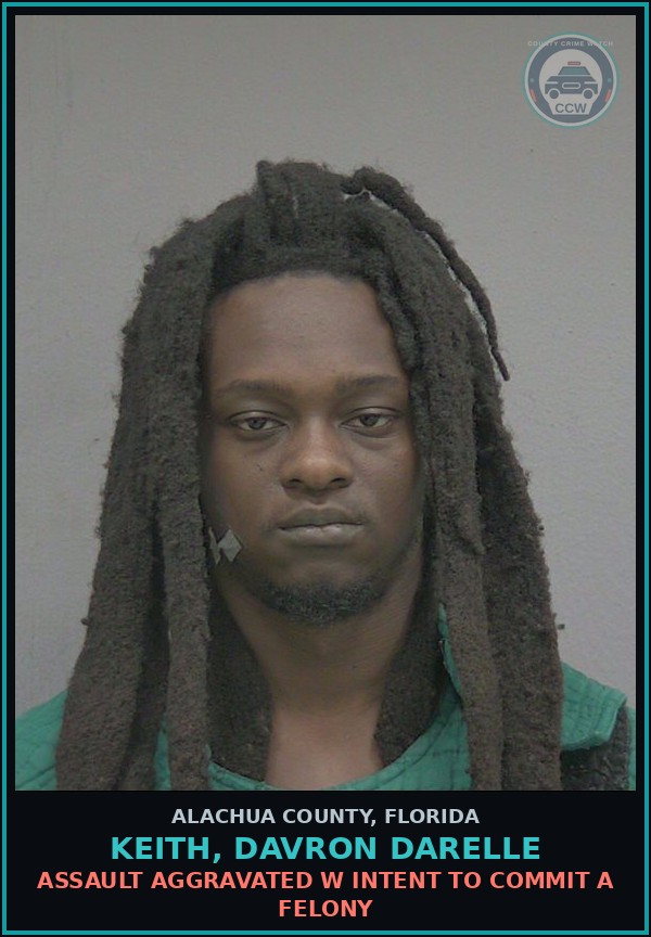 Booking mugshot of KEITH, DAVRON DARELLE in Alachua County
