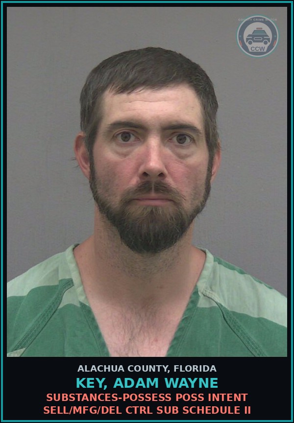 Booking mugshot of KEY, ADAM WAYNE in Alachua County