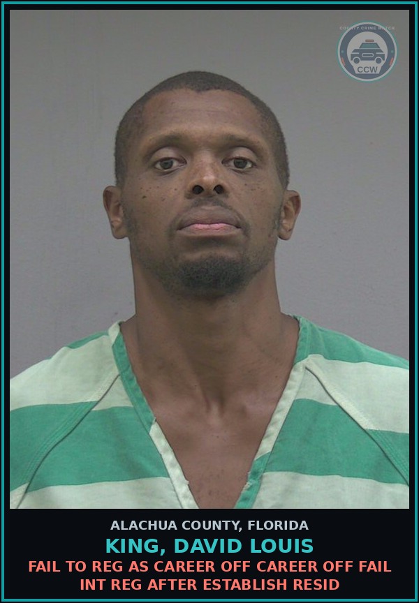 Booking mugshot of KING, DAVID LOUIS in Alachua County