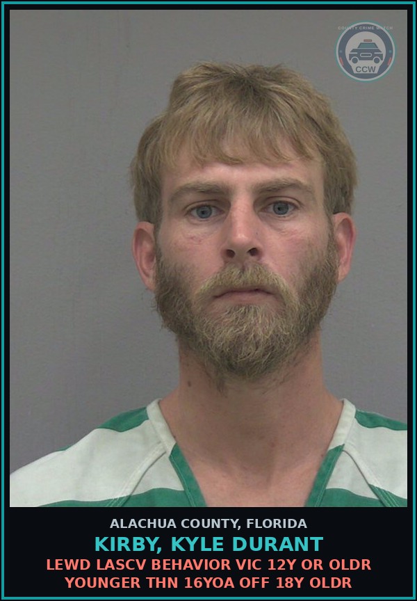 Booking mugshot of KIRBY, KYLE DURANT in Alachua County