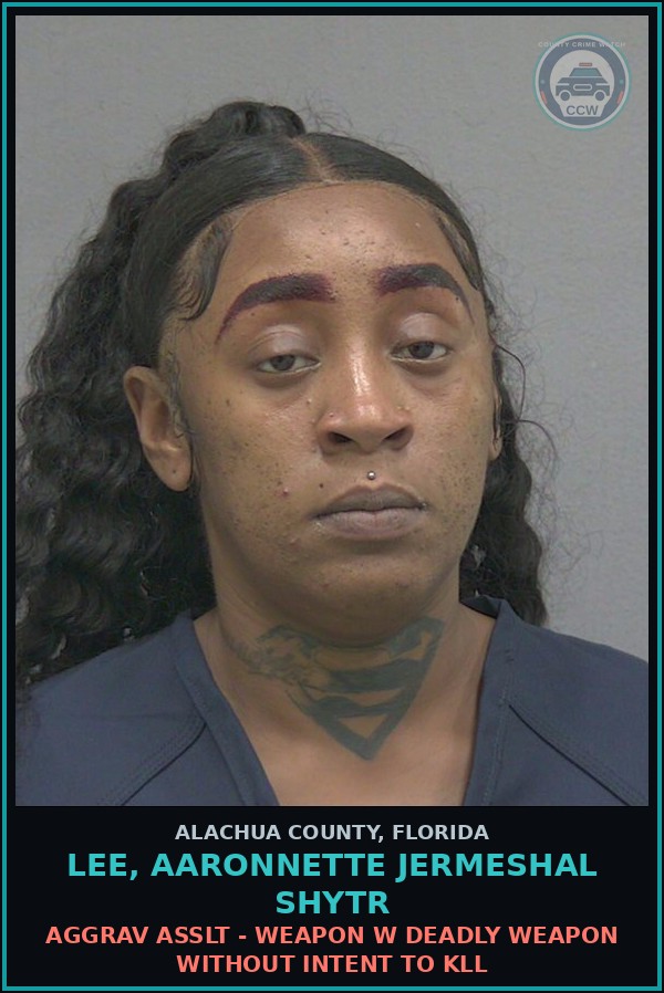 Booking mugshot of LEE, AARONNETTE JERMESHAL SHYTR in Alachua County