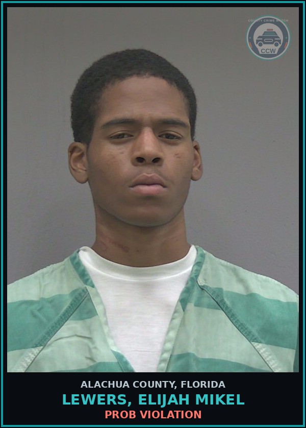 Booking mugshot of LEWERS, ELIJAH MIKEL in Alachua County