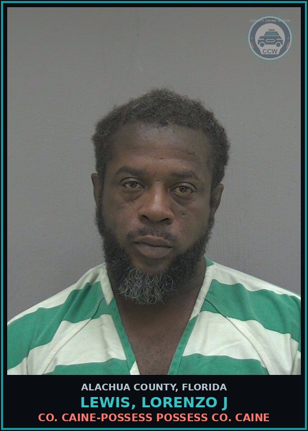 Booking mugshot of LEWIS, LORENZO J in Alachua County
