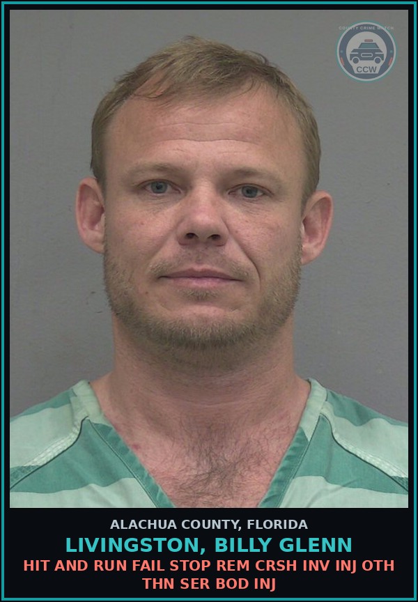 Booking mugshot of LIVINGSTON, BILLY GLENN in Alachua County