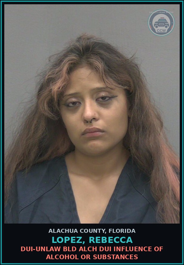 Booking mugshot of LOPEZ, REBECCA in Alachua County
