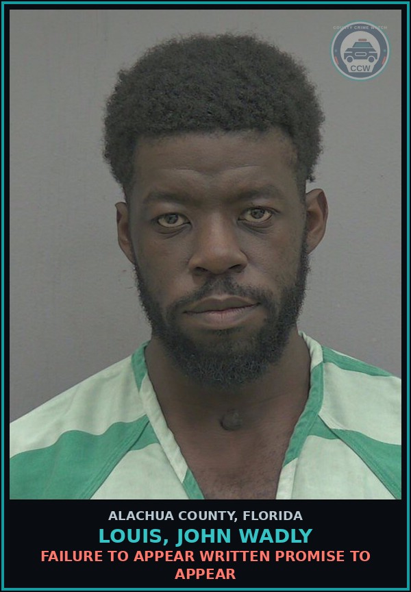 Booking mugshot of LOUIS, JOHN WADLY in Alachua County