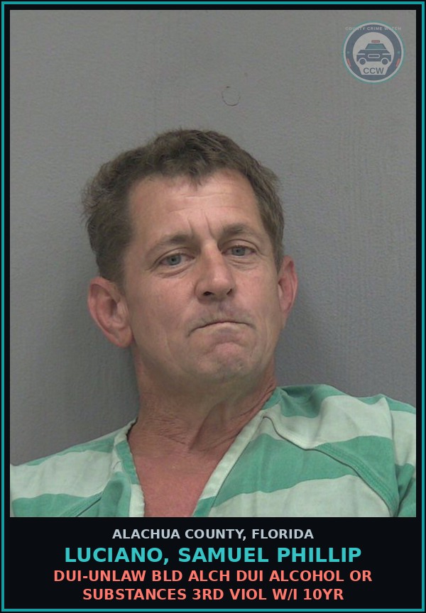 Booking mugshot of LUCIANO, SAMUEL PHILLIP in Alachua County