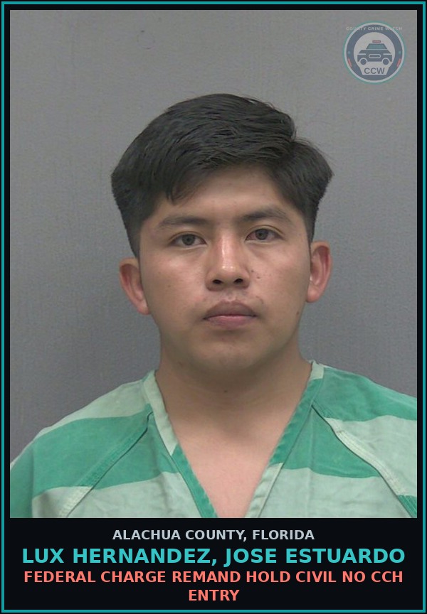 Booking mugshot of LUX HERNANDEZ, JOSE ESTUARDO in Alachua County