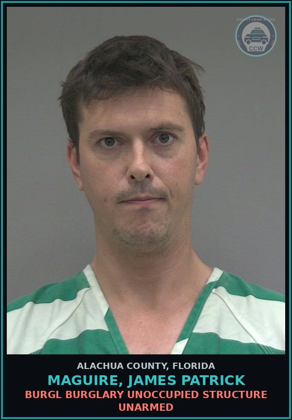 Booking mugshot of MAGUIRE, JAMES PATRICK in Alachua County