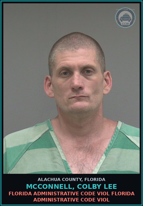 Booking mugshot of MCCONNELL, COLBY LEE in Alachua County