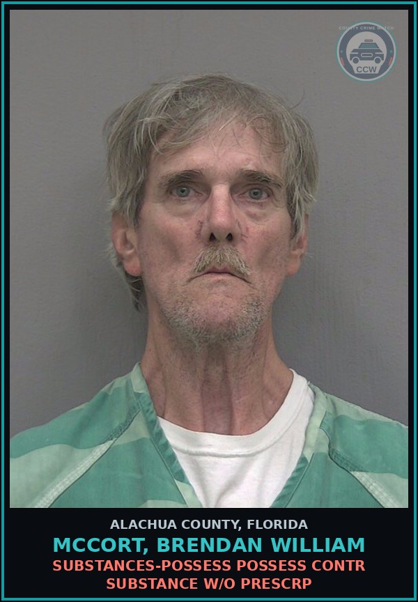 Booking mugshot of MCCORT, BRENDAN WILLIAM in Alachua County