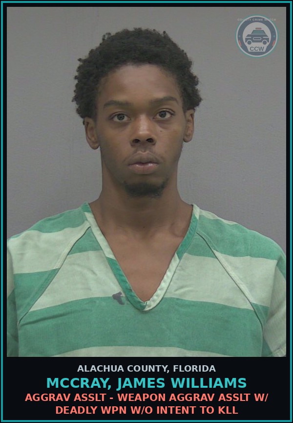 Booking mugshot of MCCRAY, JAMES WILLIAMS in Alachua County