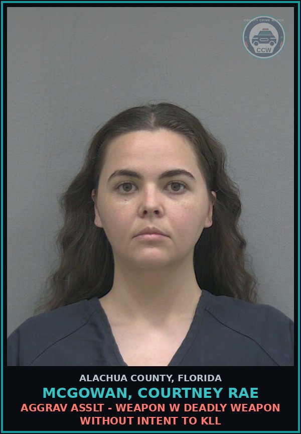 Booking mugshot of MCGOWAN, COURTNEY RAE in Alachua County