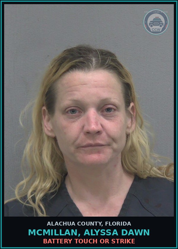 Booking mugshot of MCMILLAN, ALYSSA DAWN in Alachua County