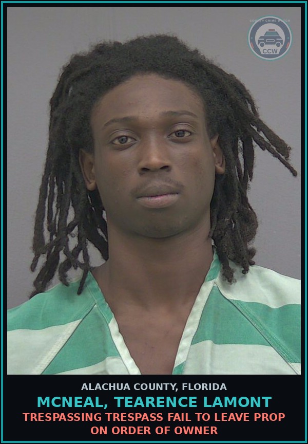 Booking mugshot of MCNEAL, TEARENCE LAMONT in Alachua County