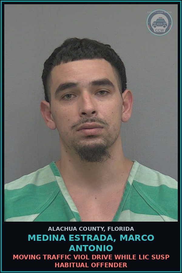 Booking mugshot of MEDINA ESTRADA, MARCO ANTONIO in Alachua County