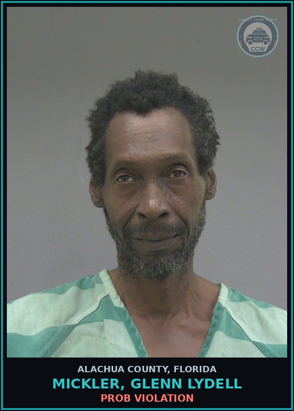 Booking mugshot of MICKLER, GLENN LYDELL in Alachua County