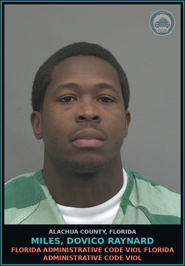 Booking mugshot of MILES, DOVICO RAYNARD in Alachua County