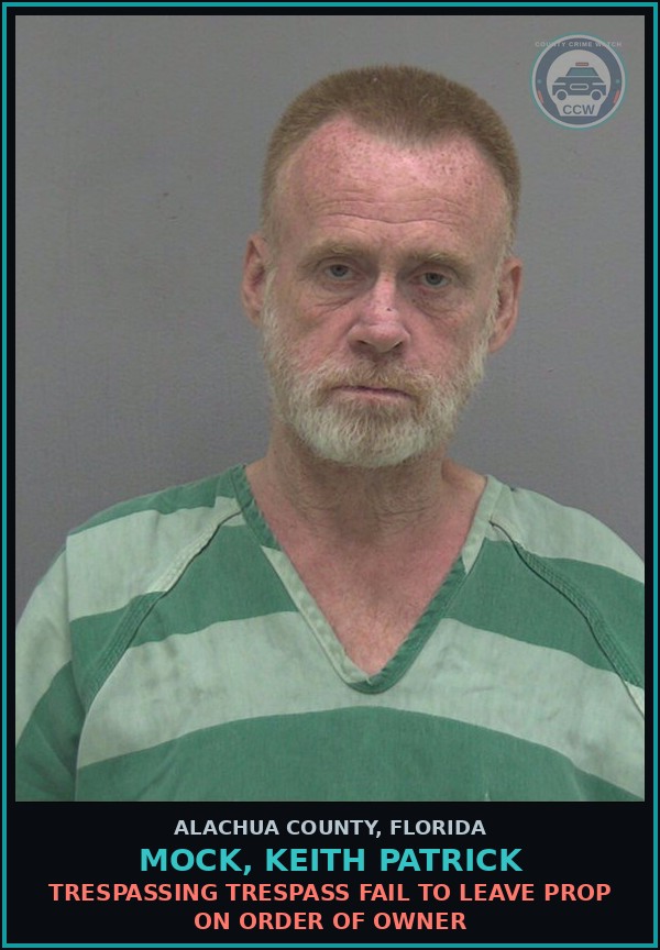 Booking mugshot of MOCK, KEITH PATRICK in Alachua County