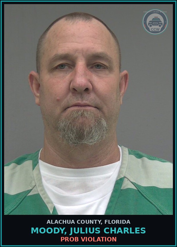 Booking mugshot of MOODY, JULIUS CHARLES in Alachua County