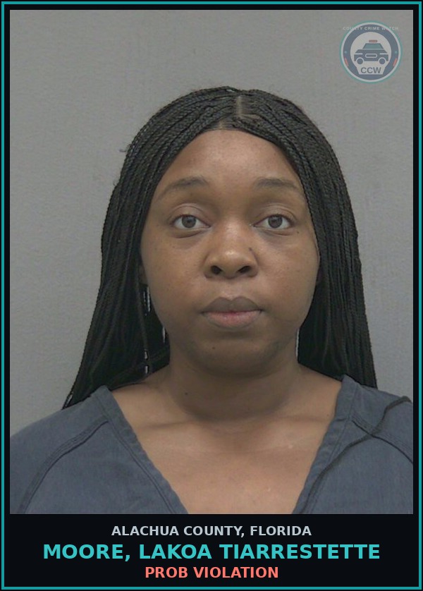 Booking mugshot of MOORE, LAKOA TIARRESTETTE in Alachua County