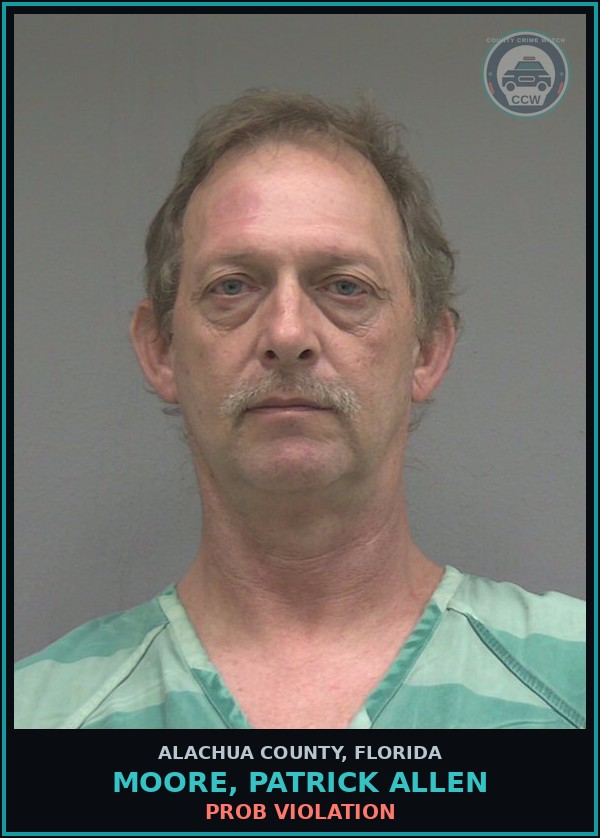 Booking mugshot of MOORE, PATRICK ALLEN in Alachua County