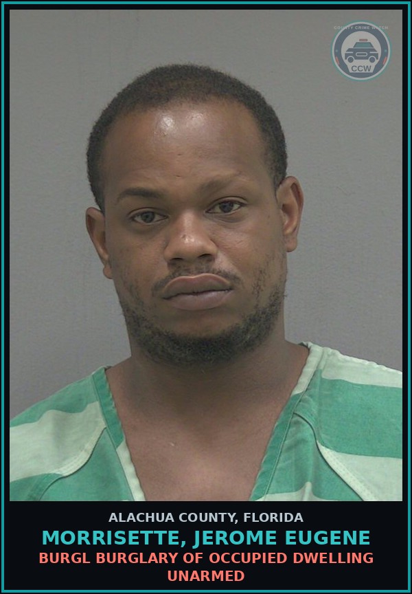 Booking mugshot of MORRISETTE, JEROME EUGENE in Alachua County