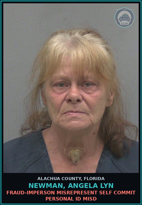 Booking mugshot of NEWMAN, ANGELA LYN in Alachua County