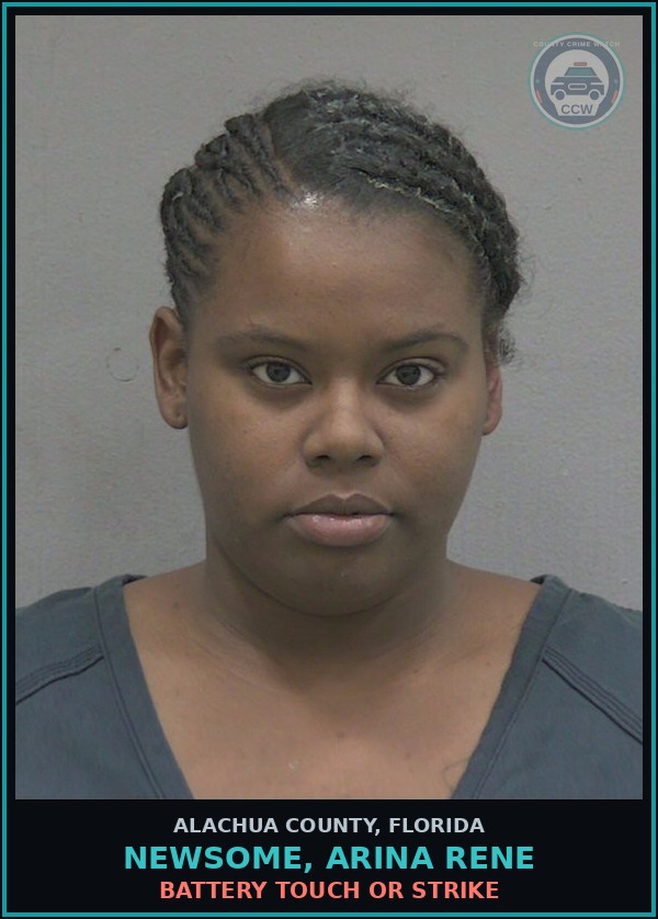 Booking mugshot of NEWSOME, ARINA RENE in Alachua County