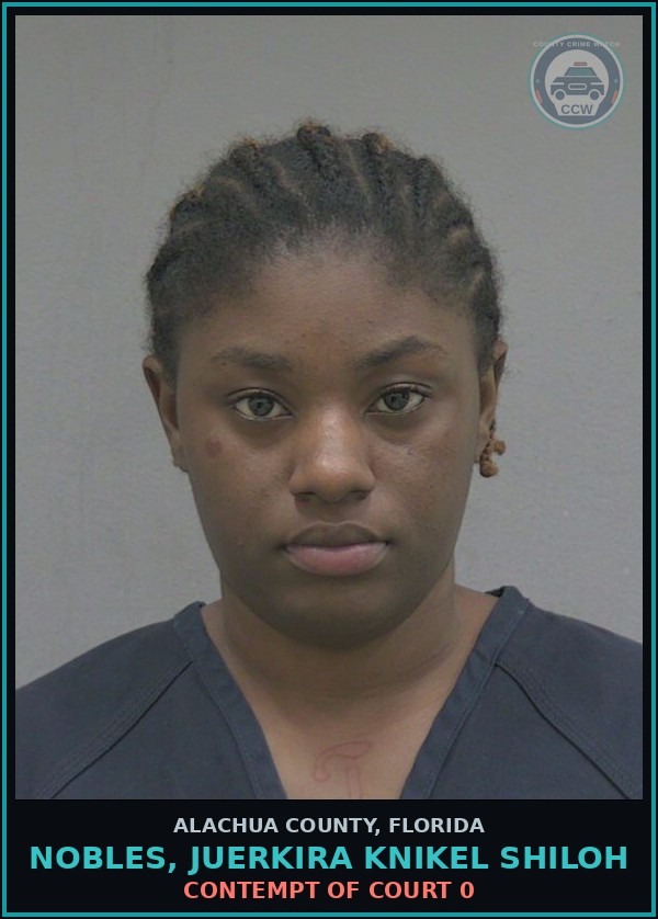 Booking mugshot of NOBLES, JUERKIRA KNIKEL SHILOH in Alachua County