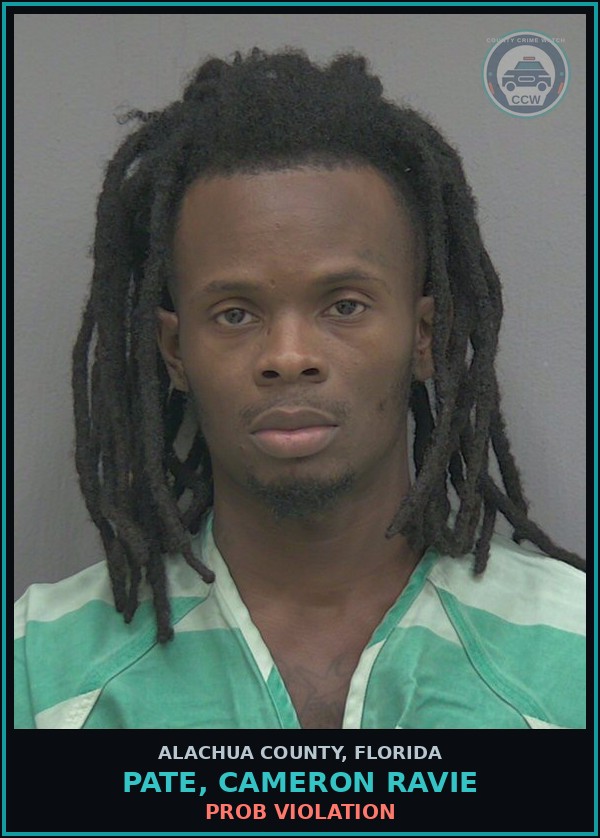 Booking mugshot of PATE, CAMERON RAVIE in Alachua County
