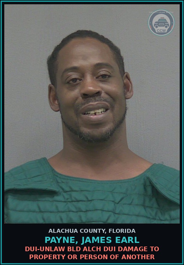 Booking mugshot of PAYNE, JAMES EARL in Alachua County