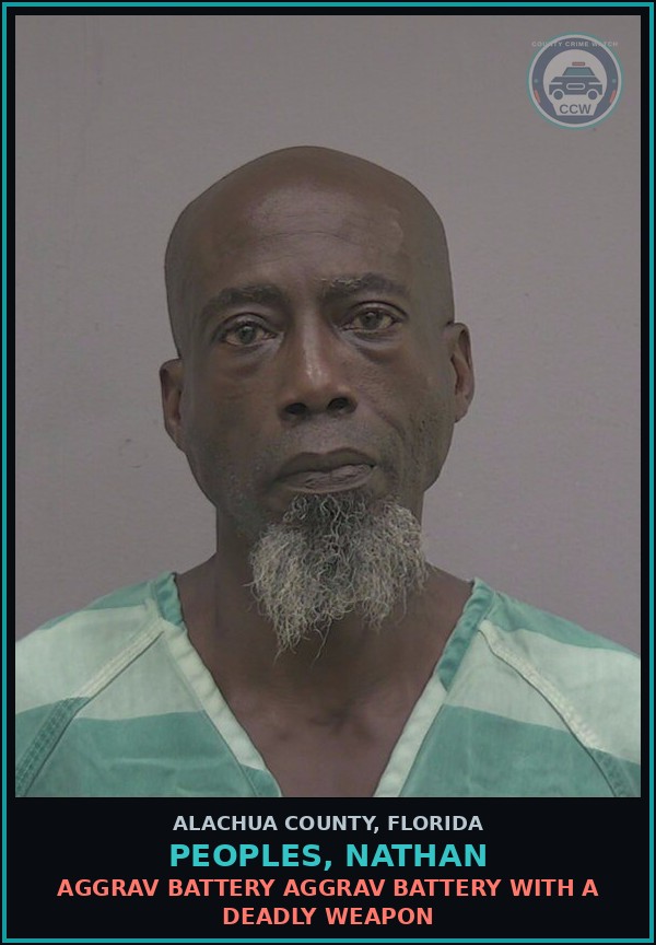 Booking mugshot of PEOPLES, NATHAN in Alachua County