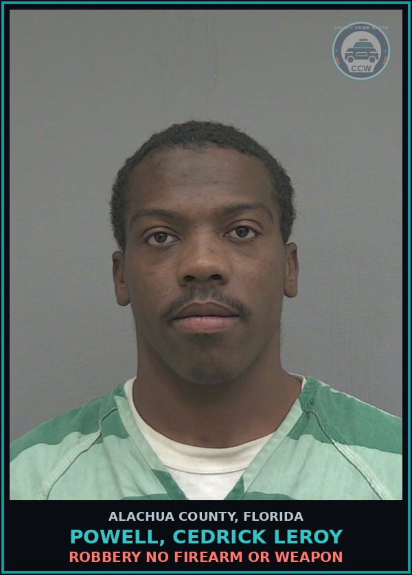 Booking mugshot of POWELL, CEDRICK LEROY in Alachua County
