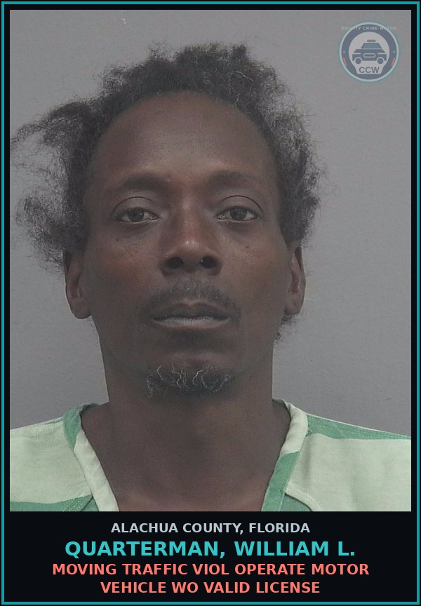 Booking mugshot of QUARTERMAN, WILLIAM L. in Alachua County