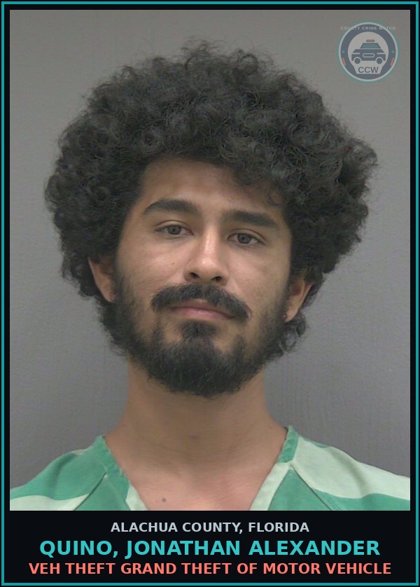 Booking mugshot of QUINO, JONATHAN ALEXANDER in Alachua County