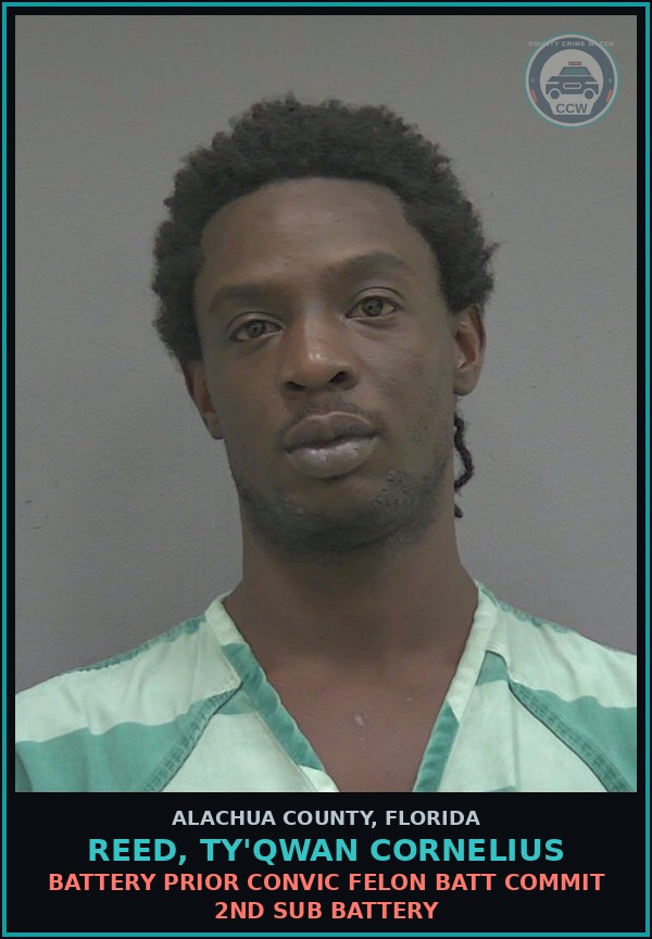 Booking mugshot of REED, TY'QWAN CORNELIUS in Alachua County