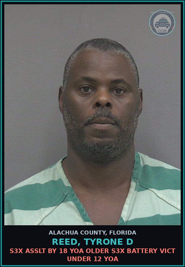 Booking mugshot of REED, TYRONE D in Alachua County