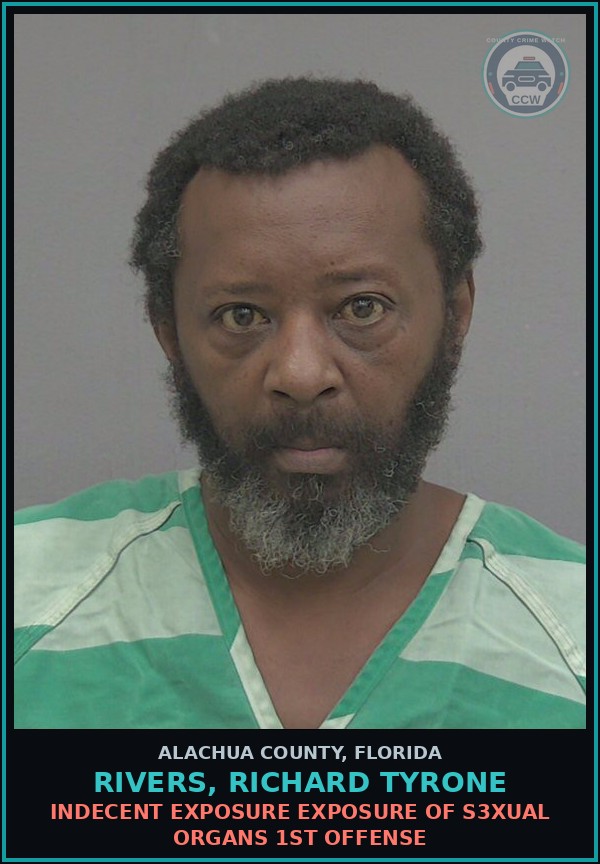 Booking mugshot of RIVERS, RICHARD TYRONE in Alachua County