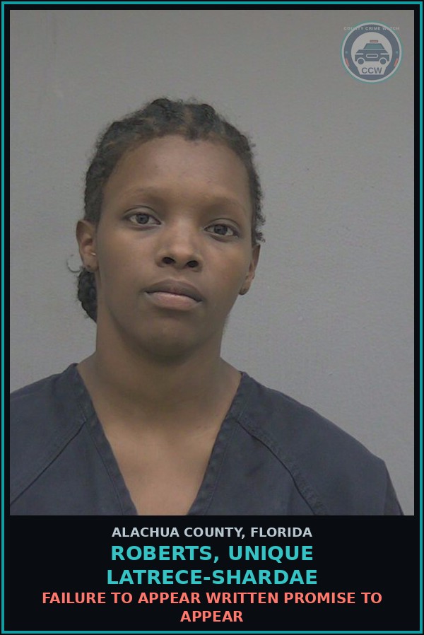 Booking mugshot of ROBERTS, UNIQUE LATRECE-SHARDAE in Alachua County