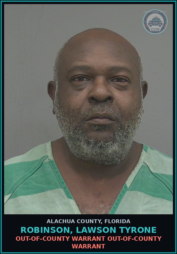 Booking mugshot of ROBINSON, LAWSON TYRONE in Alachua County