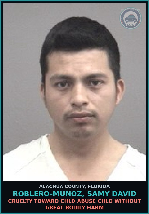 Booking mugshot of ROBLERO-MUNOZ, SAMY DAVID in Alachua County