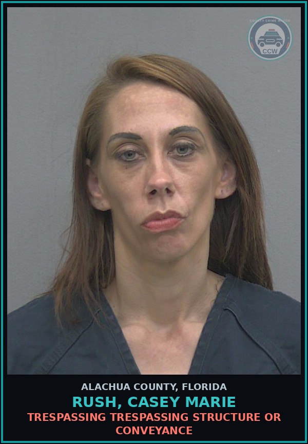 Booking mugshot of RUSH, CASEY MARIE in Alachua County