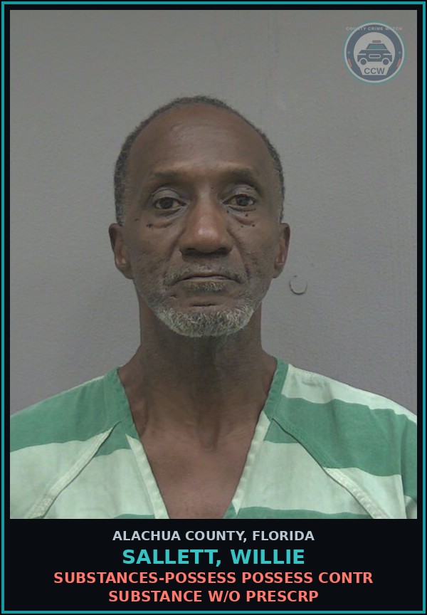 Booking mugshot of SALLETT, WILLIE in Alachua County