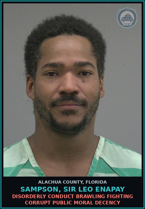Booking mugshot of SAMPSON, SIR LEO ENAPAY in Alachua County